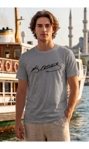 Özel Tasarım Atatürk İmzalı Tshirt - %100 Pamuk Penye Süprem Sıfır Yaka Unisex