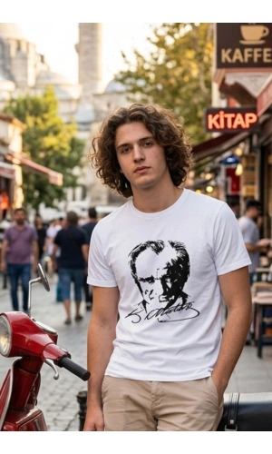 Özel Tasarım Atatürk Rölye ve İmzalı Tshirt - %100 Pamuk Penye Süprem Sıfır Yaka Unisex
