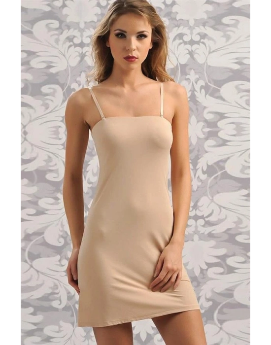 Mikropolyamid Kumaşlı Askıları Çıkabilen Straplez Kısa Elbise Altı Kombinezon