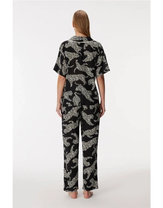 özel tasarım 11389 Kadın Kısa Kol Gömlek ve Pantolon Takım