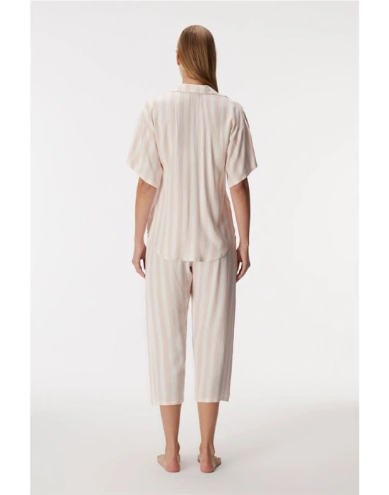 özel tasarım 11406 Kadın Kısa Kol Gömlek ve Kapri Pantolon Takım