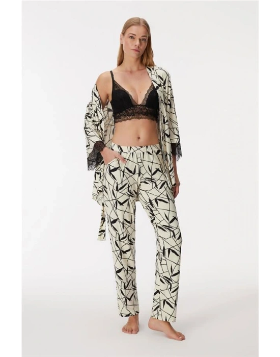 özel tasarım 11496 Kadın Sabahlık, Bralet ve Pantolon Takım