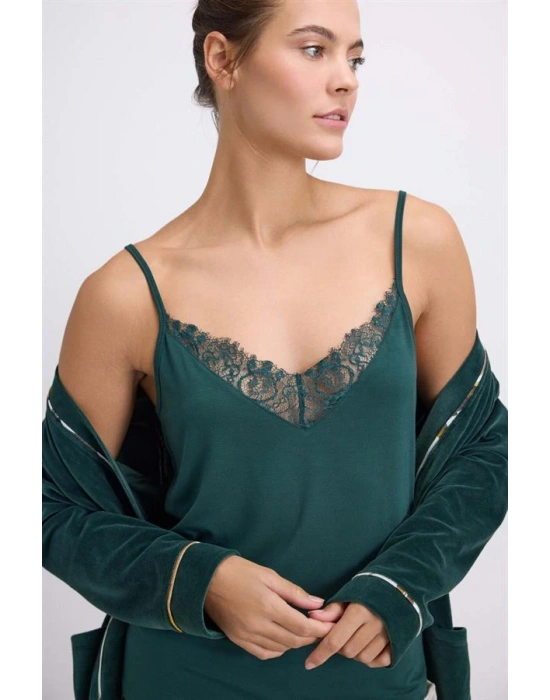 özel tasarım Kadın Saten Sabahlık, Atlet ve Pantolon Takım ( 11554 )