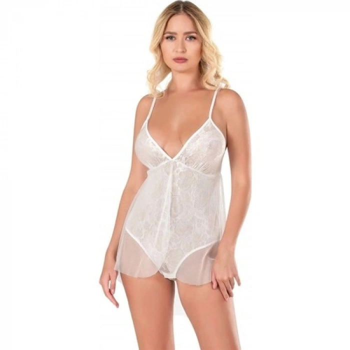 Amora Secret Ekru Jakarlı Bodysuit Gecelik