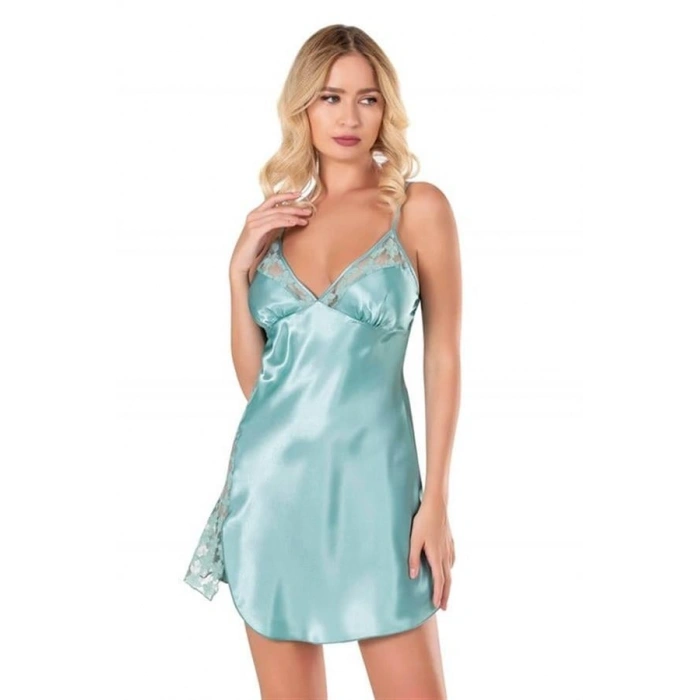 Aqua Saten Saten Gecelik