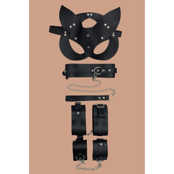 Amora Secret Arias Closet Siyah 4lü Maske ,tasma,kelepce Harness Set