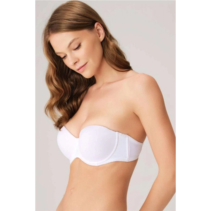 Amora Secret Balenli Destekli Dolgulu Askısız Straplez Günlük Klasik T-Shirt Sütyeni