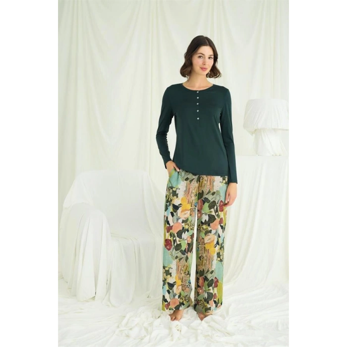 Amora Secret  Çiçek Ve Yaprak Desenli Pijama Takımı