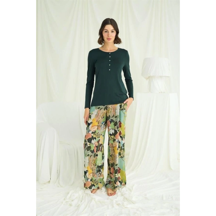 Amora Secret  Çiçek Ve Yaprak Desenli Pijama Takımı