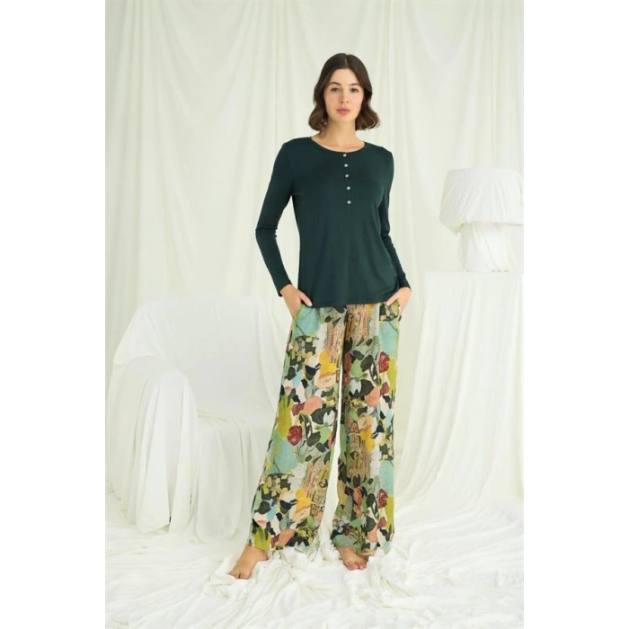 Amora Secret  Çiçek Ve Yaprak Desenli Pijama Takımı