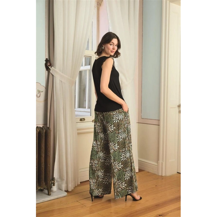 Amora Secret  Çiçek Yaprak Ve Etnik Desenli Dantelli 3lü Pijama Takımı