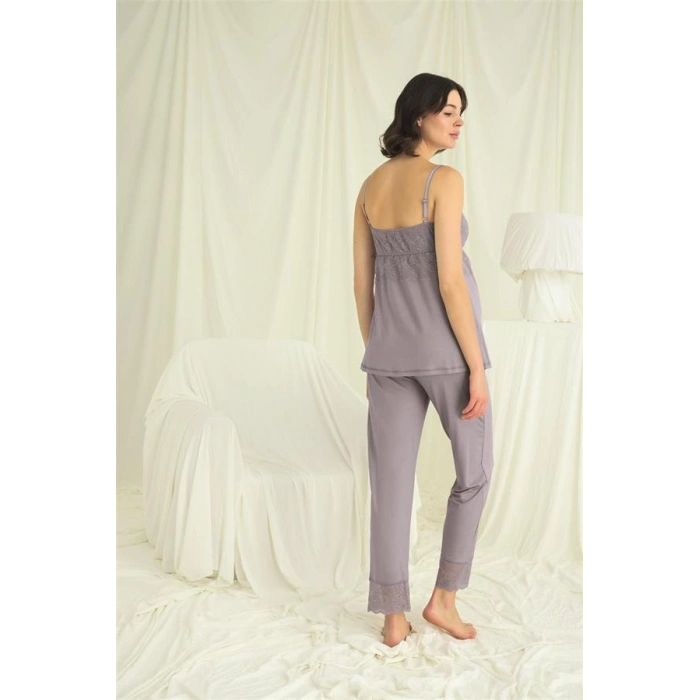 Amora Secret  Dantelli Hamile Lohusa 3lü Pijama Takımı