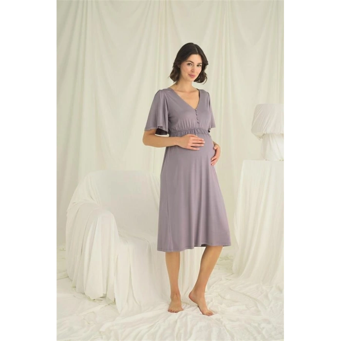 Amora Secret  Dantelli Önü Düğmeli Hamile Lohusa Gecelik Kadın İç Giyim Özel Gün