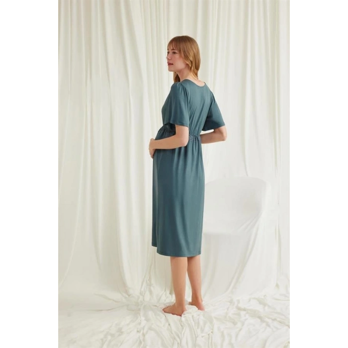 Amora Secret  Dantelli Önü Düğmeli Hamile Lohusa Viskon Gecelik Kadın İç Giyim Rahat Kullanım