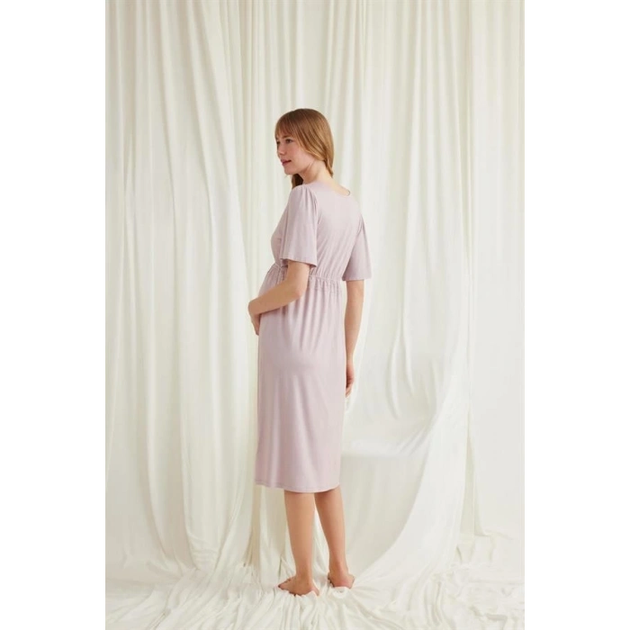 Amora Secret  Dantelli Önü Düğmeli Hamile Lohusa Viskon Gecelik Kadın İç Giyim Zarif Görünüm