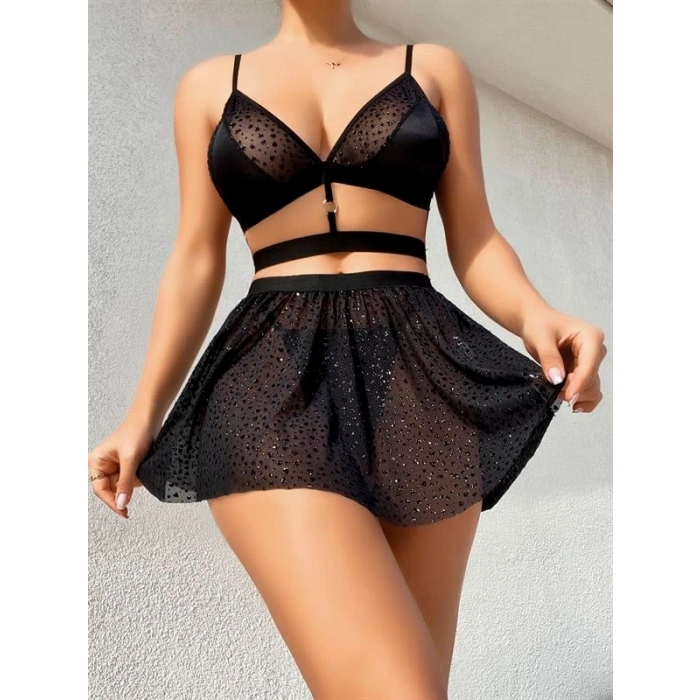 Amora Secret  Desenli Mini Etekli Sütyen Takımı