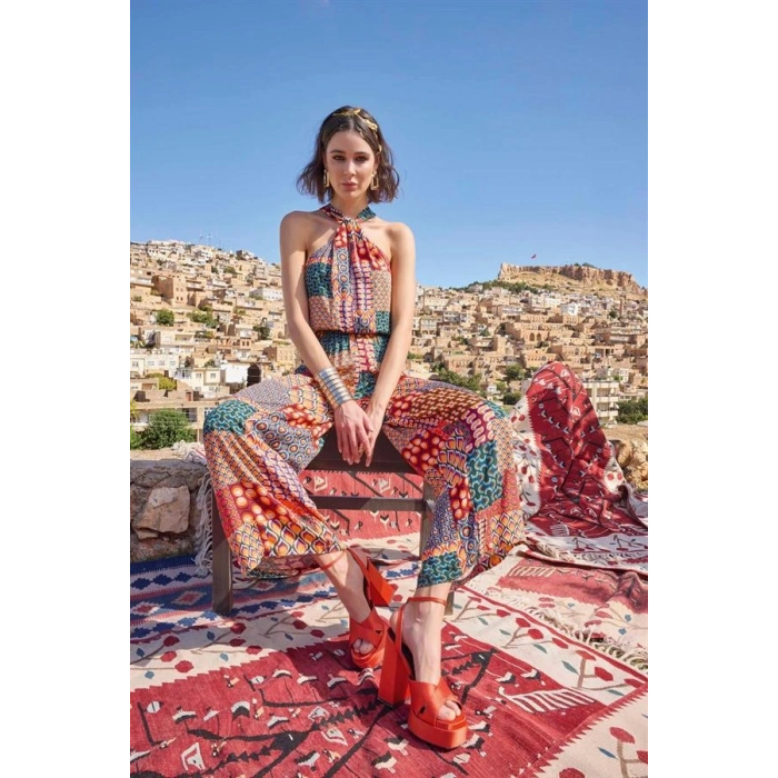 Amora Secret  Etnik Desenli Saten Tulum Kadın İç Giyim Zarif Görünüm