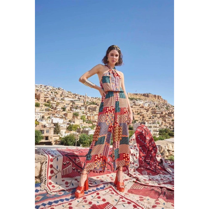 Amora Secret  Etnik Desenli Saten Tulum Kadın İç Giyim Zarif Görünüm