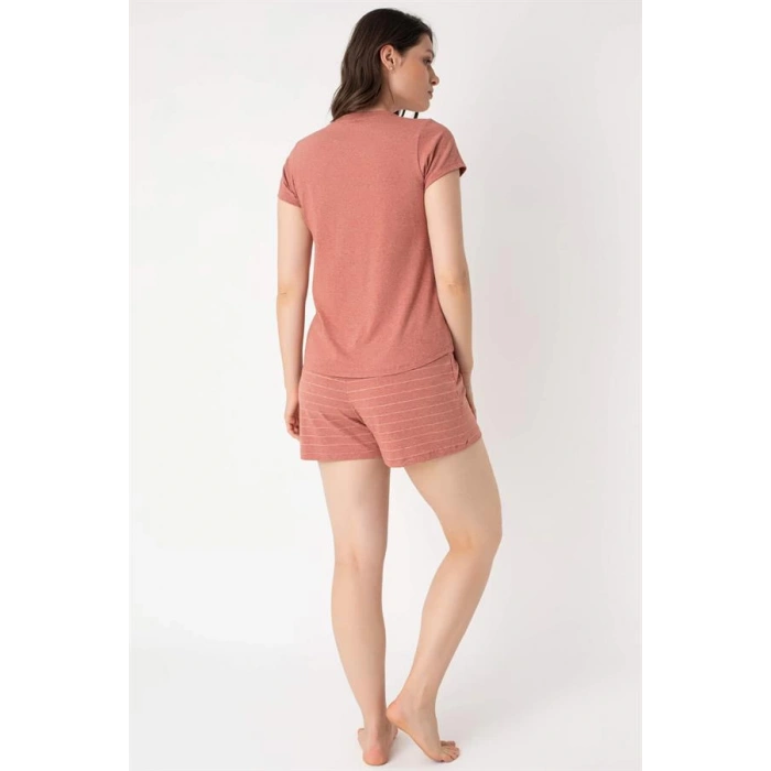 Amora Secret Kadın Fantazi İç Giyim 9860 kısa kol Bisiklet Yaka cotton çizgili Kışlık Örme Normal Bel Pijama Takımı - Şehvetli ve Zarif Tasarım