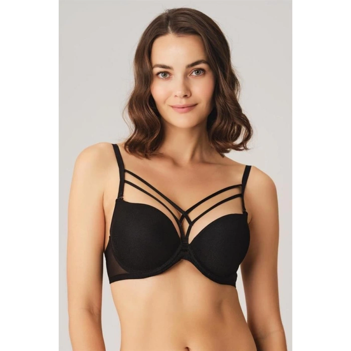 Amora Secret Kadın Fantazi İç Giyim Kadın Balenli Destekli Dolgulu Askıları Çıkabilen Yaka Detaylı T-Shirt Sütyeni (3749) - Şehvetli ve Zarif Tasarım