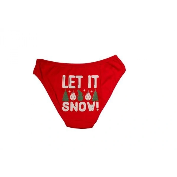 Amora Secret Kırmızı Yılbaşı Desenli Let İt Snow Pamuklu Külot