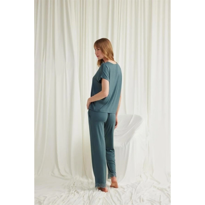 Amora Secret  Kısa Kollu V Yakalı Dantelli Pijama Takımı