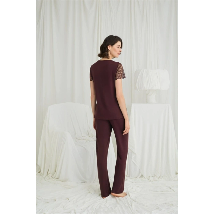 Amora Secret  Kısa Kollu Ve Dantelli V Yaka Pijama Takımı