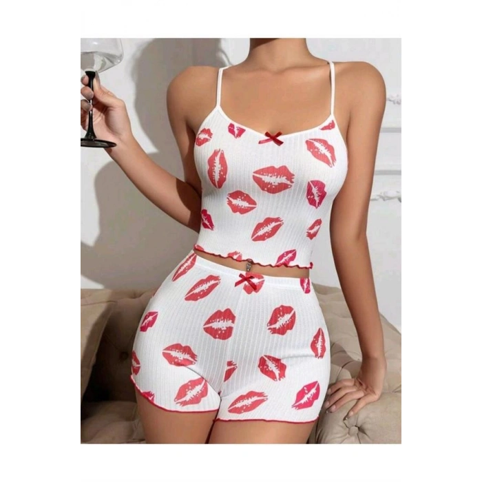 Amora Secret  Kiss Öpücük Beyaz Şortlu Takım