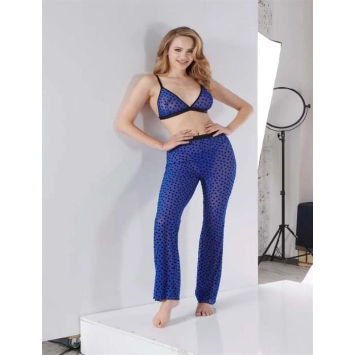 Amora Secret  Mavi Transparan Fantezi Sütyen Pijama Takımı