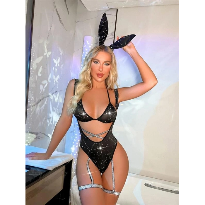 Amora Secret  Özel Tasarım Jartiyerli Body Tavşan Kostümü