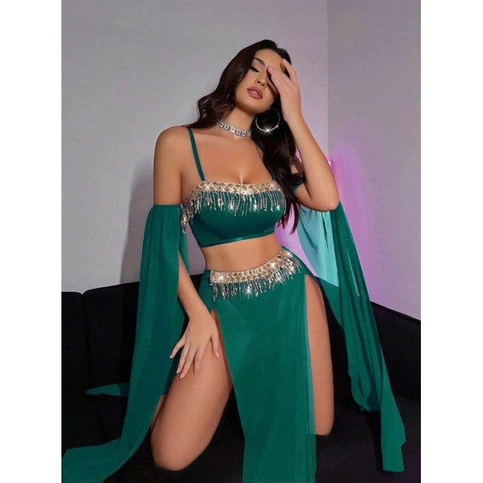 Amora Secret Özel Tasarım Yeşil Dansöz Kostümü