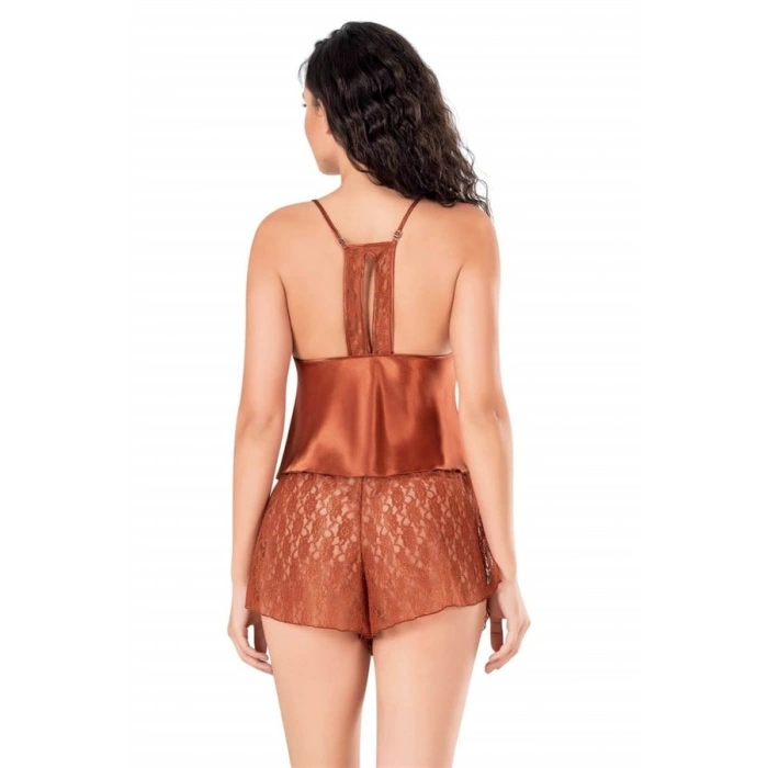 Amora Secret  Tarçın Saten Babydoll Şort Takımı