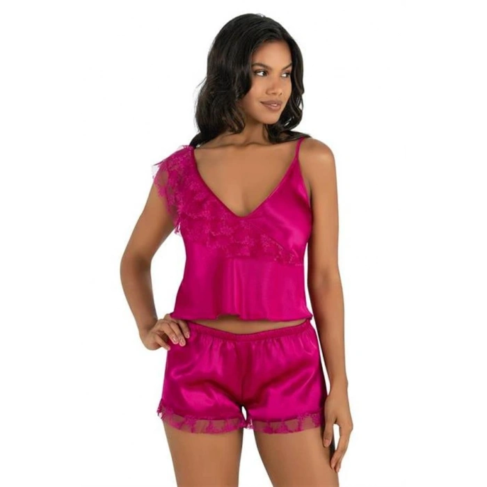 Amora Secret  Vişne Saten Şort Takımı 9205