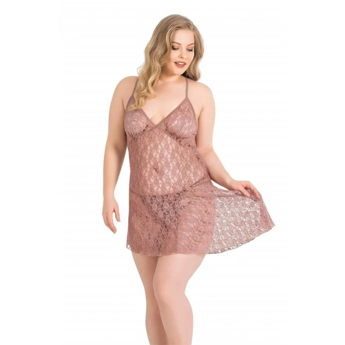 AMORA SECRET BÜYÜK BEDEN VIZON KISA TÜL GECELIK