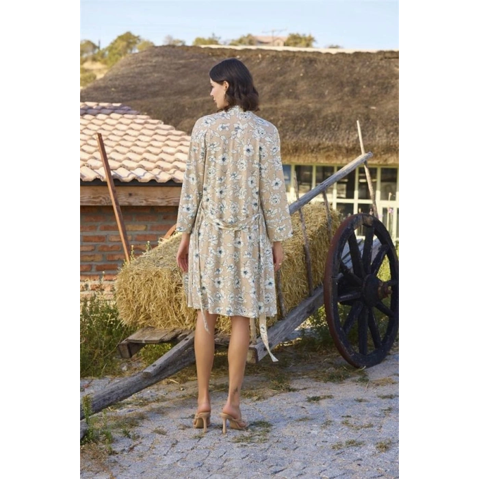 AMORA SECRET ÇIÇEK DESENLI ÖNÜ DÜĞMELI SABAHLIK TAKIMI