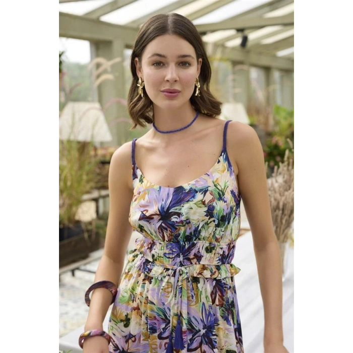 AMORA SECRET ÇIÇEK VE YAPRAK DESENLI IP ASKILI TULUM