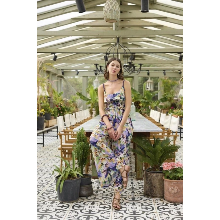 AMORA SECRET ÇIÇEK VE YAPRAK DESENLI IP ASKILI TULUM