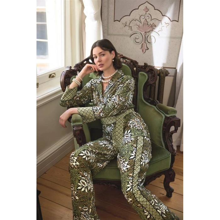 AMORA SECRET ÇIÇEK YAPRAK VE ETNIK DESENLI PIJAMA TAKIMI