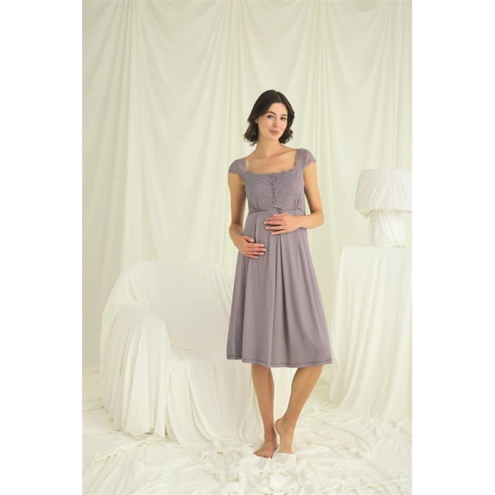 AMORA SECRET DANTELLI ÖNÜ DÜĞMELI HAMILE LOHUSA SABAHLIK TAKIMI