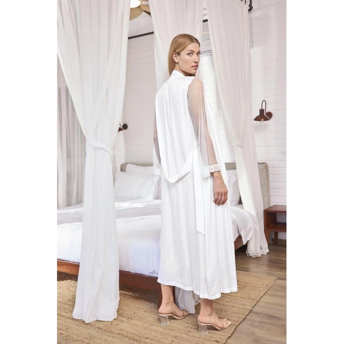 AMORA SECRET DANTELLI TÜLLÜ VE DEKOLTELI SATEN SABAHLIK TAKIMI