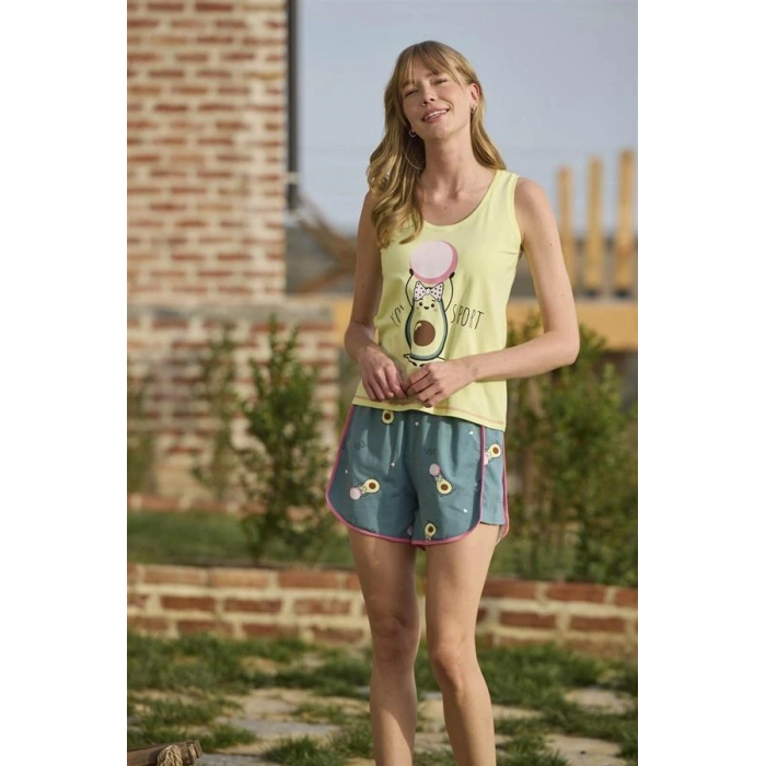 AMORA SECRET DESENLI VE BASKILI YOGA SPORT ŞORT TAKIMI