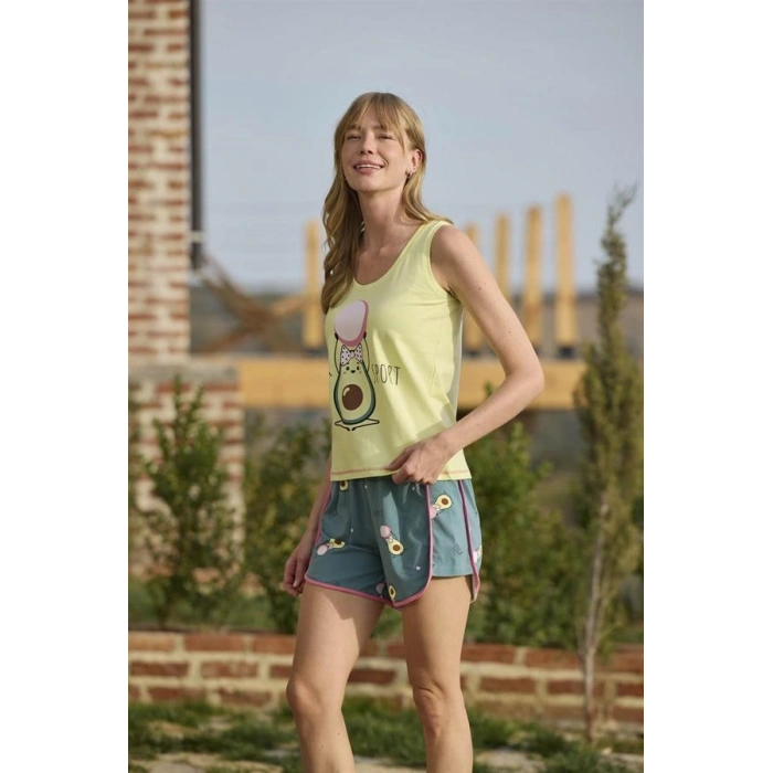 AMORA SECRET DESENLI VE BASKILI YOGA SPORT ŞORT TAKIMI