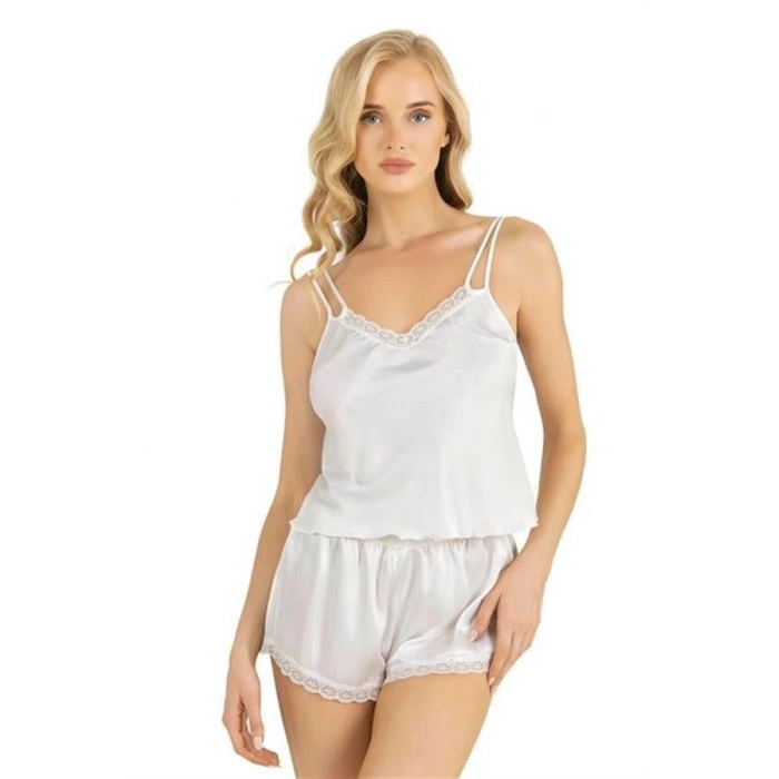 AMORA SECRET EKRU SATEN ŞORT TAKIMI