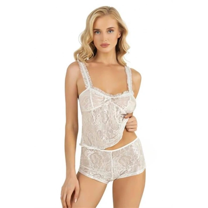 AMORA SECRET EKRU SATEN ŞORT TAKIMI