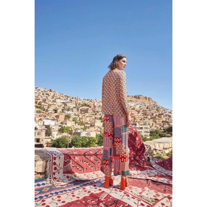 AMORA SECRET ETNIK DESENLI SATEN ALT ÜST TAKIM