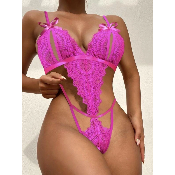 AMORA SECRET FIYONKLU DANTELLI FUŞYA FANTEZI BODY