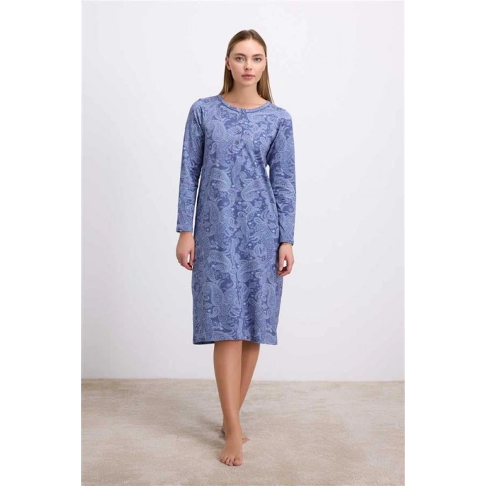 AMORA SECRET KADIN UZUN KOLLU DESENLI GECELIK ()