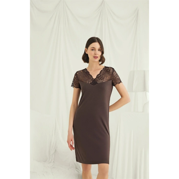 AMORA SECRET KISA KOLLU VE DANTELLI V YAKA GECELIK