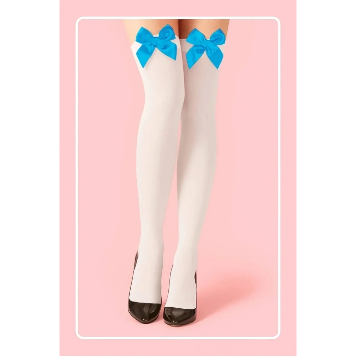 MAVI FIYONKLU BEYAZ JARTIYER ÇORABI