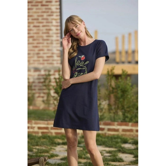 AMORA SECRET MEYVE VE YAPRAK BASKILI DANTELLI FEEL GOOD GECELIK